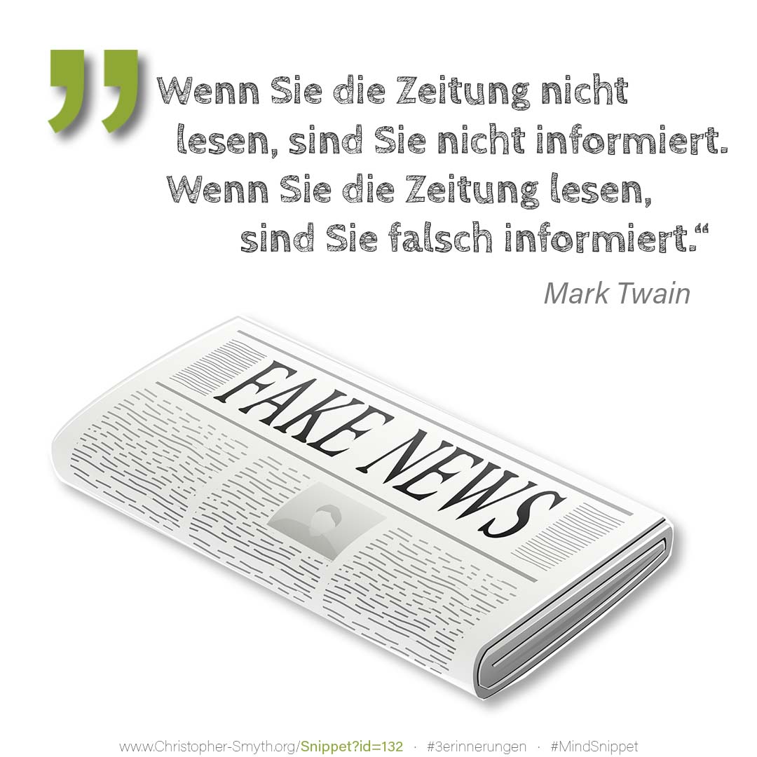 Passendes Bild zum Zitat von Mark Twain: Wenn Sie die Zeitung nicht lesen, sind S... Passendes Social-Media-Bild zum Zitat von Mark Twain